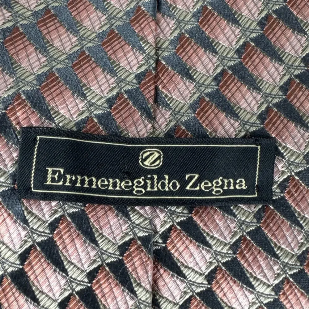 Ermenegildo Zegna Tie Made In Italy 100% Silk Geometric Luxury Designer 59x4
